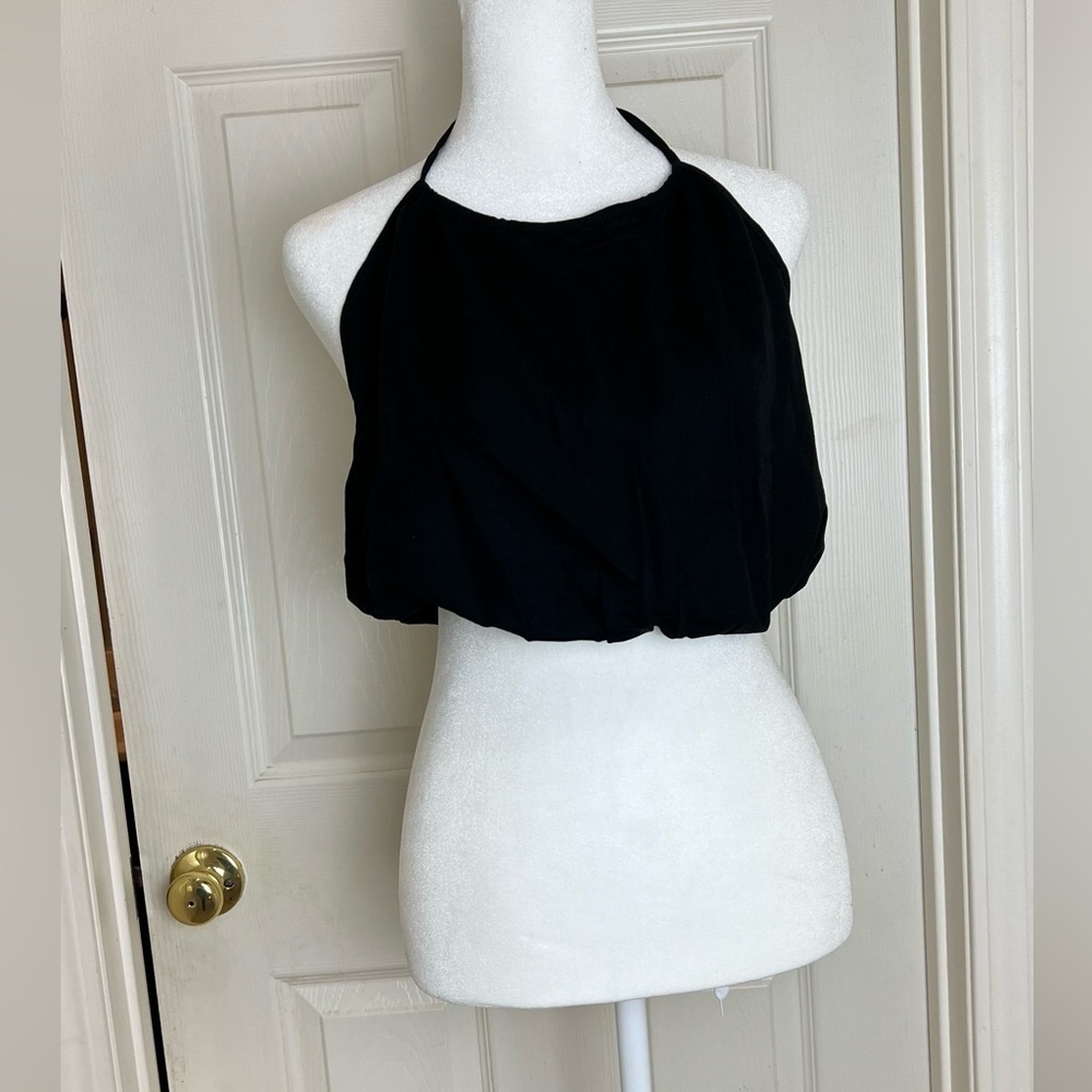 ZARA black Crop halter top size M - Picture 6 of 8